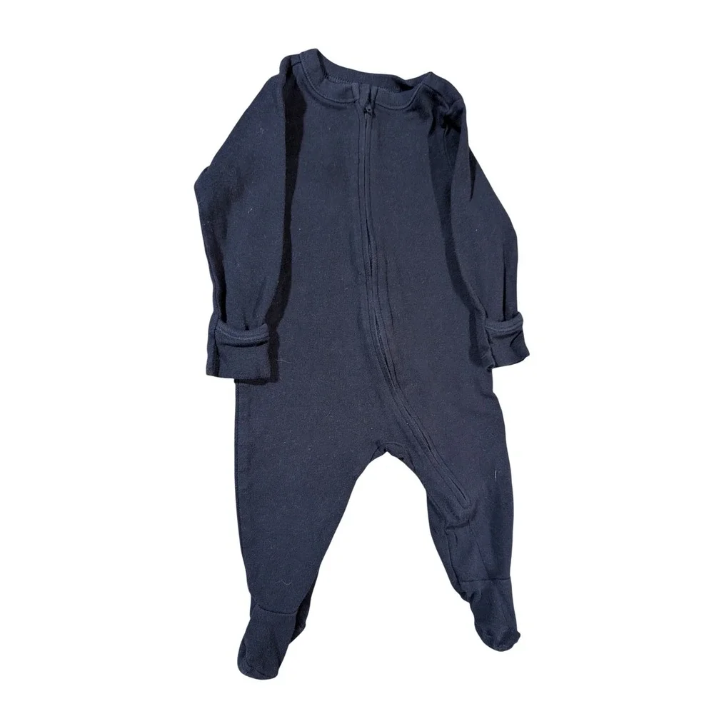 Old Navy 5 Footed Sleepers 2-Way Zip Mittens Blue Green Navy Baby Rompers